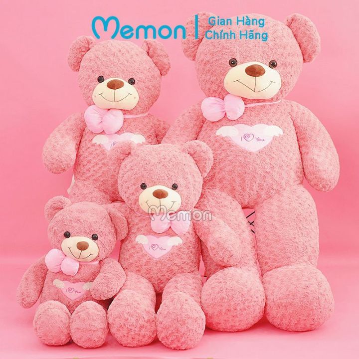 Gấu Bông Teddy Angel Hồng 80cm - 1m1- 1m5 Cao Cấp Memon, Gấu Bông Teddy Cute Khổng Lồ - Qùa Tặng Gấu Bông Cao Cấp