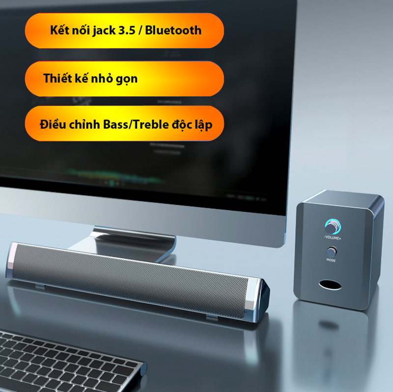 Loa Nghe Nhạc Bluetooth Loa Thanh Gaming Soundbar SADA 236D Kèm Cục BASS Siêu Trầm Cho Máy Vi Tính PC, Laptop, Tivi