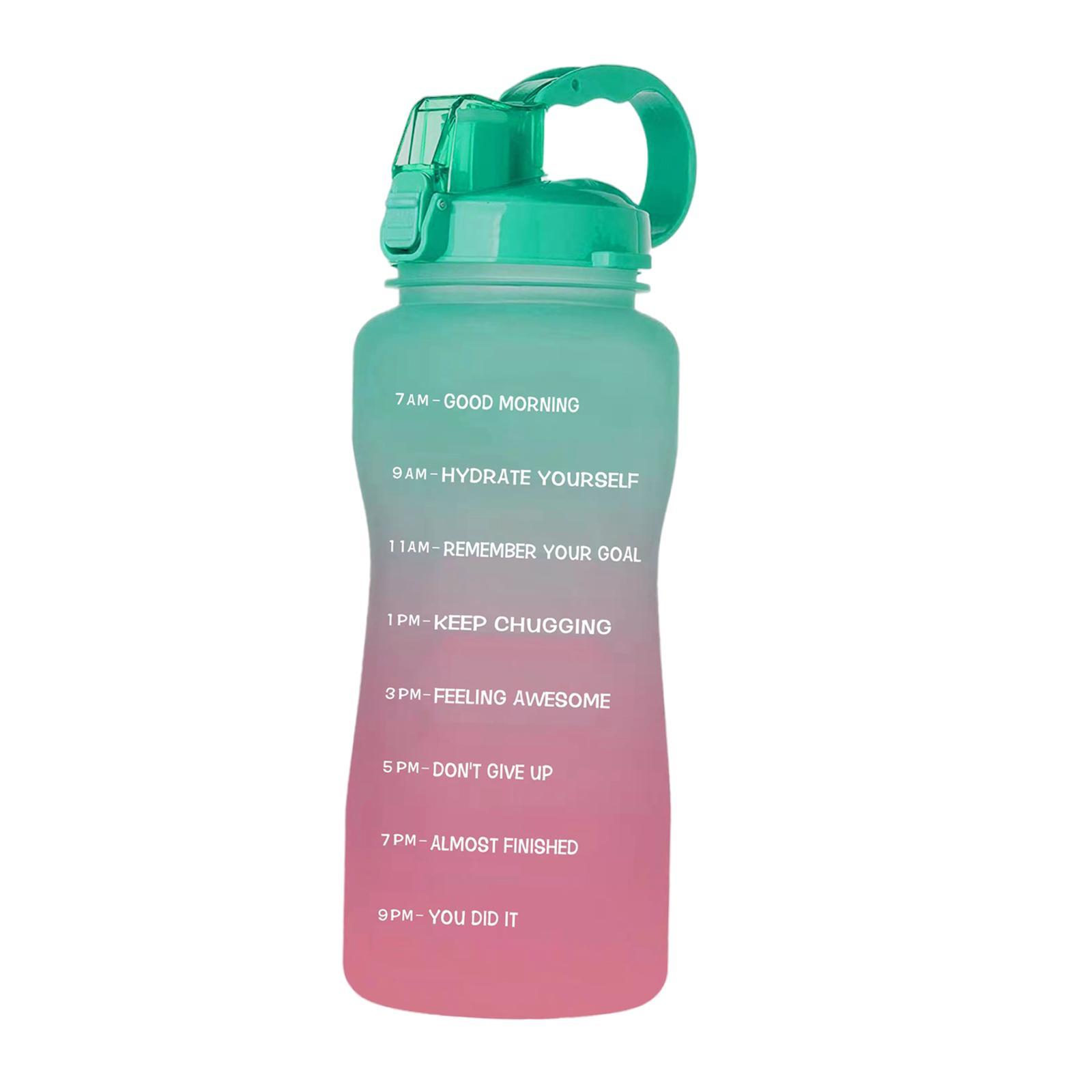 2.2 Litre Motivational Water Bottle with Time Markings & Straw Half Gallon Water Bottle Leakproof BPA Free Reusable Large Water Jug for Sports and Gym