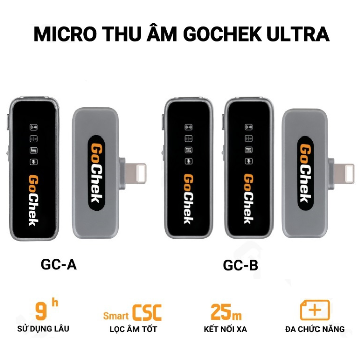 Micro thu âm không dây Sothing Gochek GC-A/B ULTRA khử tiếng ồn khi live, quay video, ghi âm cho điện thoại, máy tính- Hàng Chính Hãng