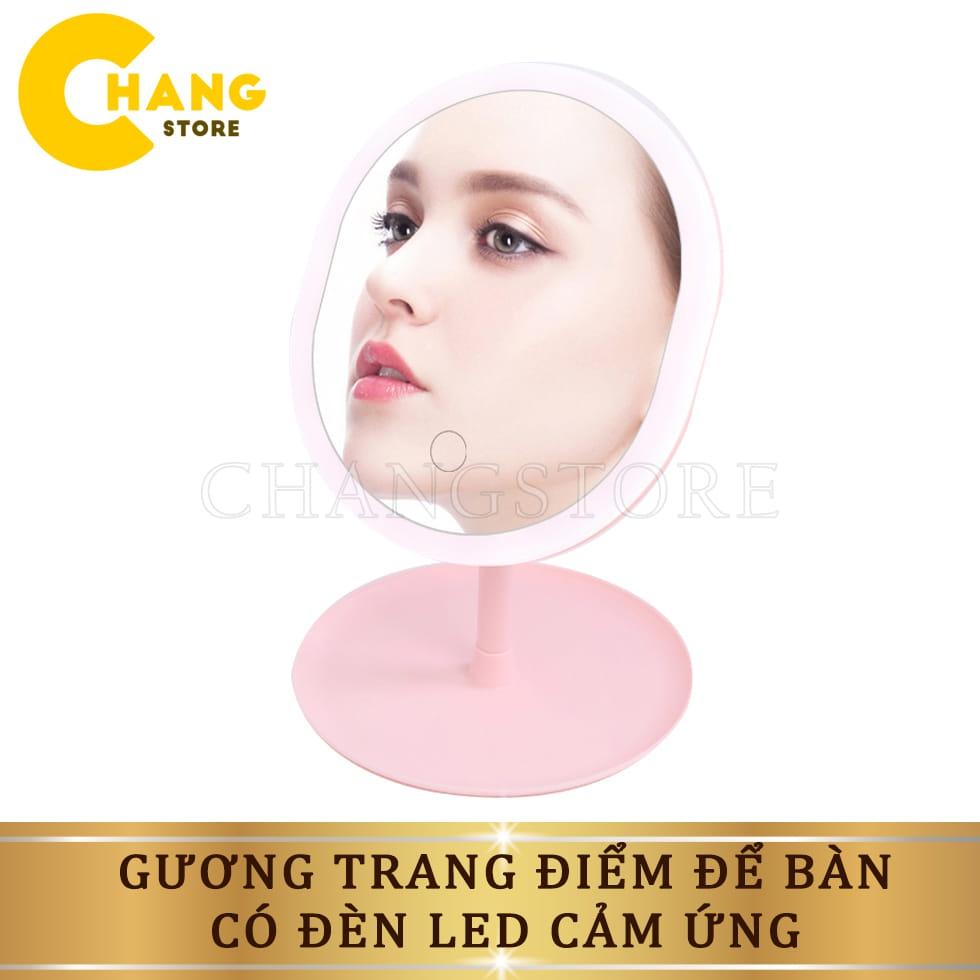 Gương Trang Điểm Để Bàn Tích Hợp Đèn Led Ba Màu Sắc Tùy Chỉnh Tiện Dụng