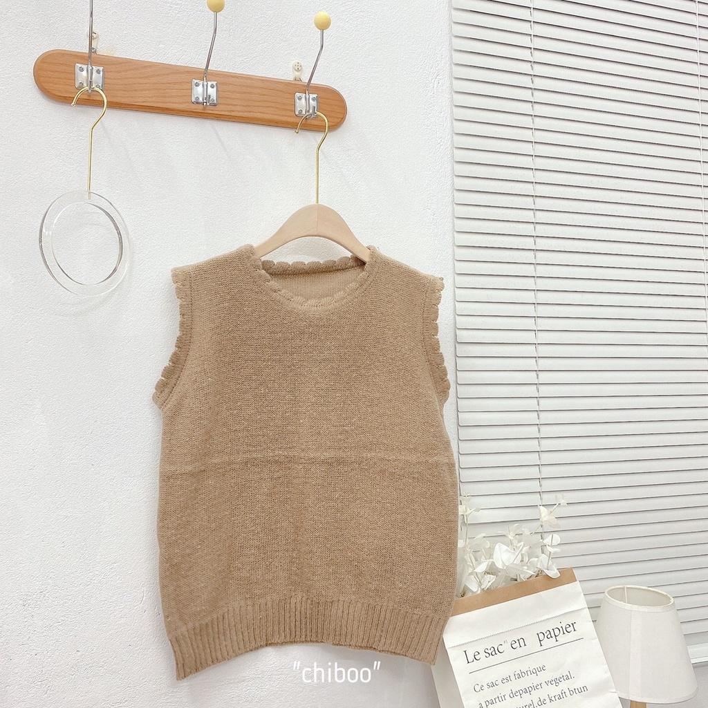 Áo len gile len viền bèo vintage
