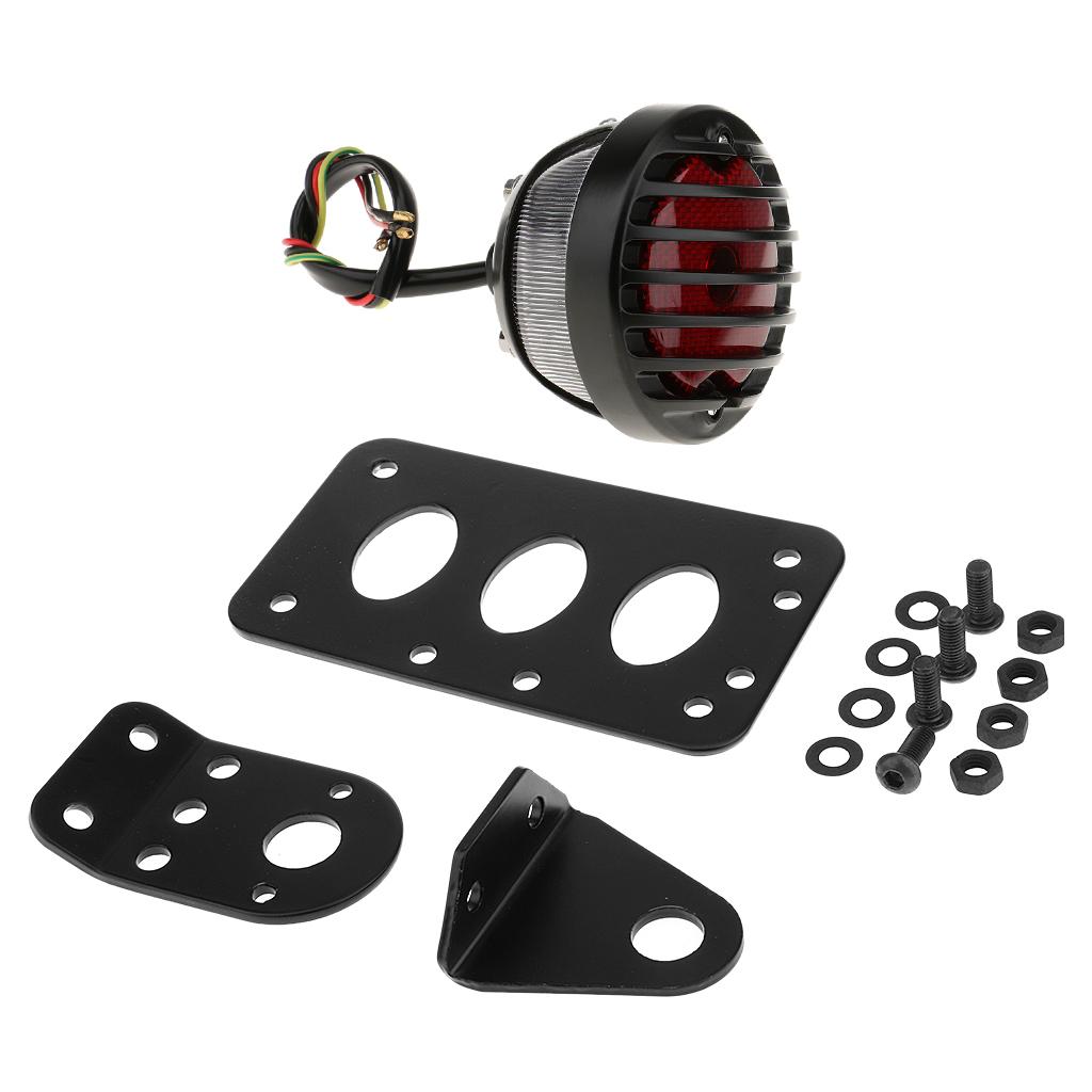 Number License Plate Side Mount Bracket with Rear Tail Brake Light for Universal Motorcycle