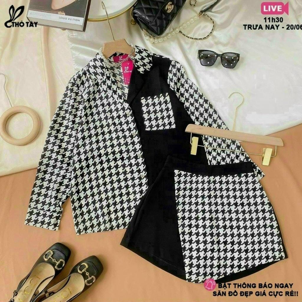 Sét Bộ nữ áo Vest Croptop Mix Chân Váy Kẻ Thời Trang cao cấp phá cách việt DSS963