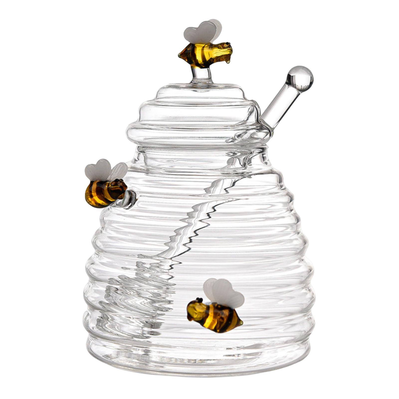 Transparent Honey Jar Pot with Stirring Rod Container