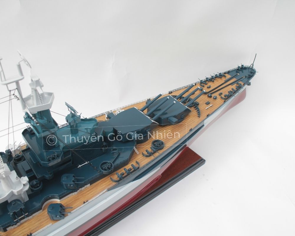 Mô Hình Thuyền Gỗ Phong Thủy Dạng Thuyền Chiến USS NORTH CAROLINA Chính Hãng Hàng Xuất Khẩu Chất Lượng Cao