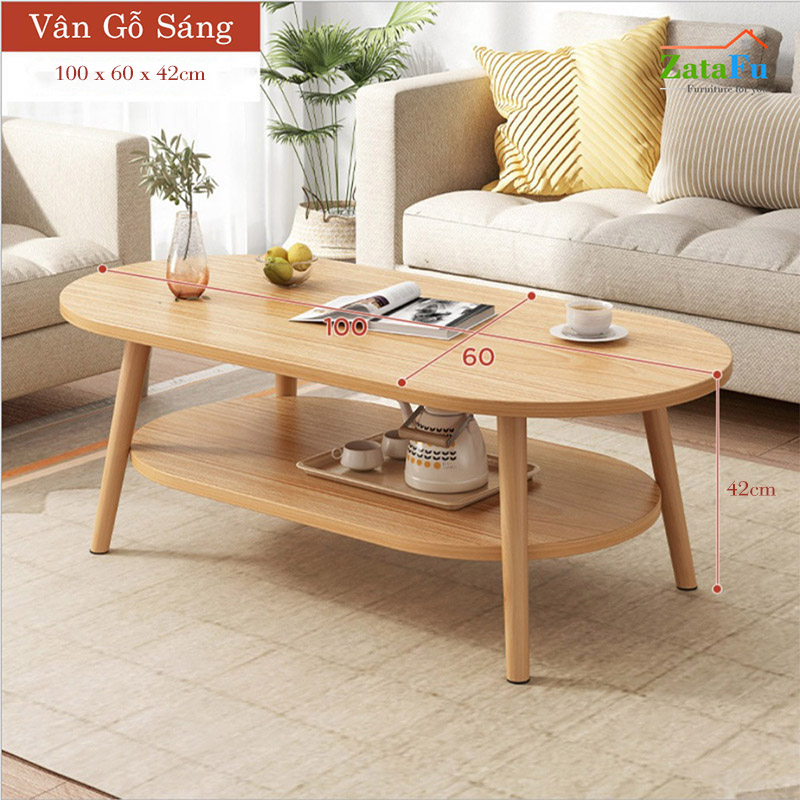 Bàn Trà Sofa Phòng Khách 2 Tầng Chân Gỗ Hiện Đại BSF-07