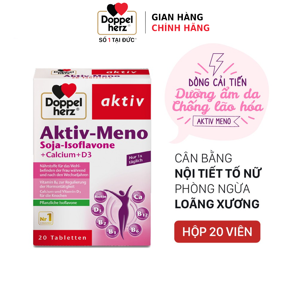 Bộ đôi cân bằng nội tiết tố, làm đẹp và chống lão hóa Doppelherz Aktiv Meno + Anti Aging