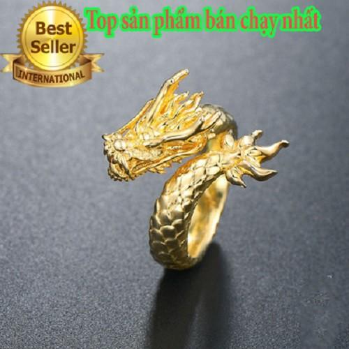 Nhẫn Nam Rồng Cuộn Cao Cấp- Không đen rỉ
