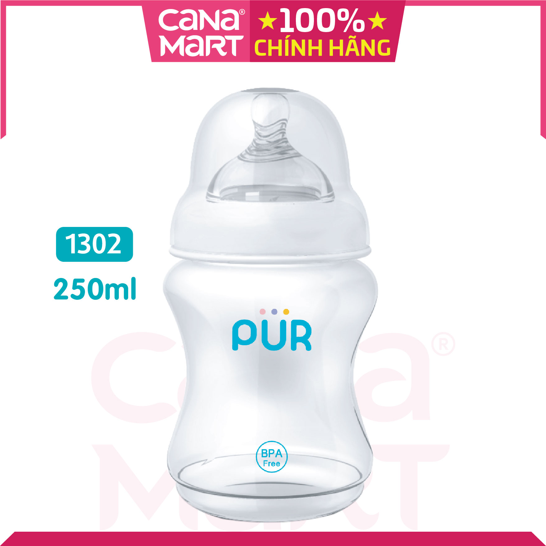 Bình sữa miệng rộng Pur Comfort Feeder 250ml không chứa BPA (1302)