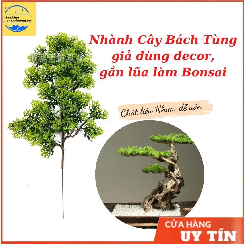 Cành tùng giả, cành thông làm cây trang trí,cụm lá tùng la hán làm cây bonsai,decor tiểu cảnh