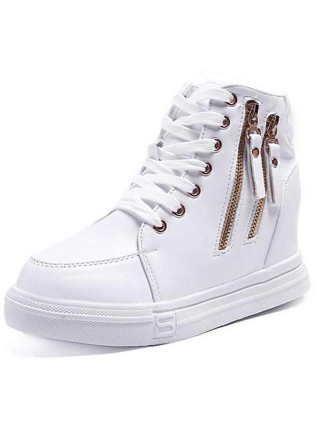 Giày sneaker nữ,thiết kế đơn giản dể phối đồ và êm chân, tăng chiều cao 6cm-0700