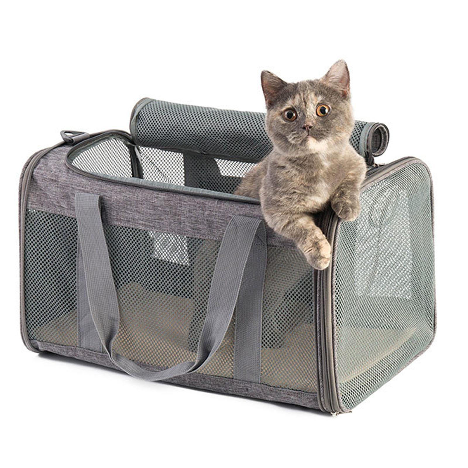 Cat Carrier Bag Carrying Bag Foldable with Zippers Tote Backpack Shoulder Bag