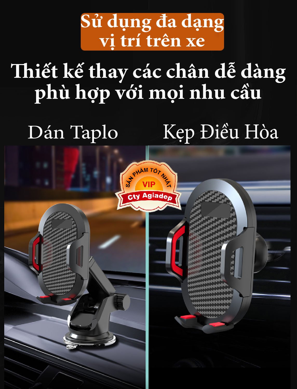 TOP 2 kiểu Giá đỡ điện thoại oto xe hơi bán chạy của AGD