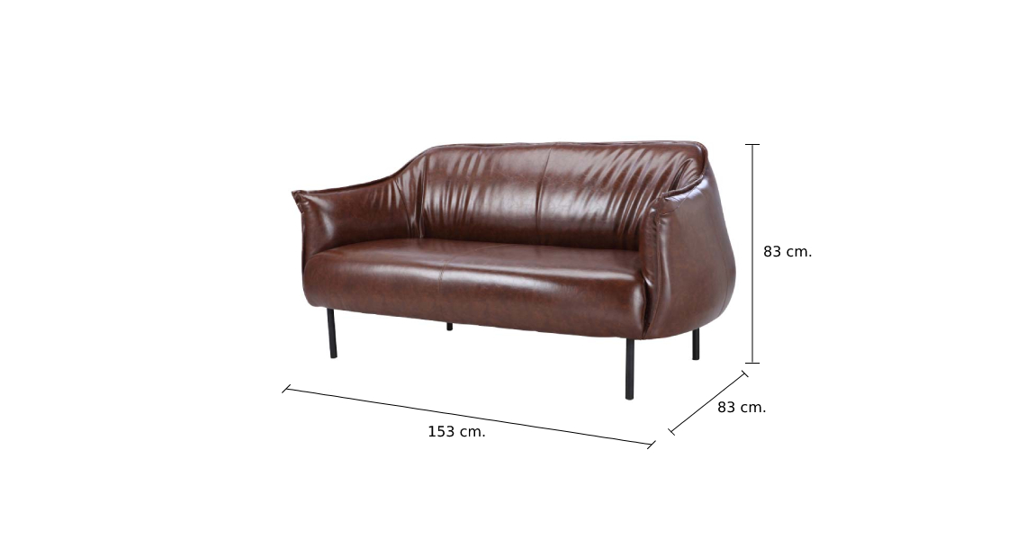 Ghế sofa đôi GRUFF khung gỗ, đệm bọc da PVC bóng cao cấp màu nâu | Index Living Mall - Phân phối độc quyền tại Việt Nam