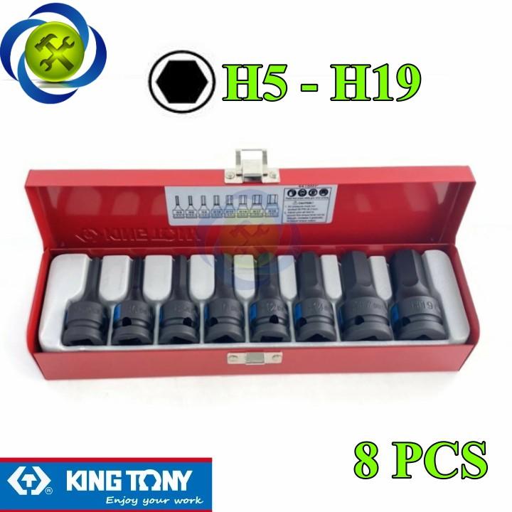 Bộ tuýp đầu lục giác đen Kingtony 4418MP 8 cái H5-H19 loại 1/2