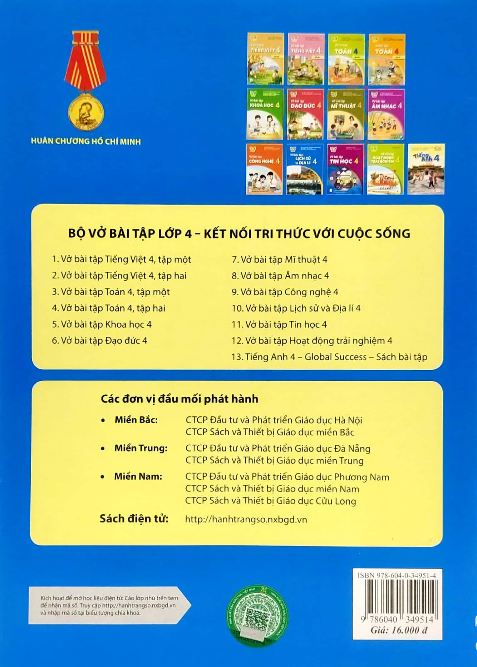 Sách Giáo Khoa Vở Bài Tập Lịch Sử Và Địa Lí 4 (Kết Nối) (Chuẩn)