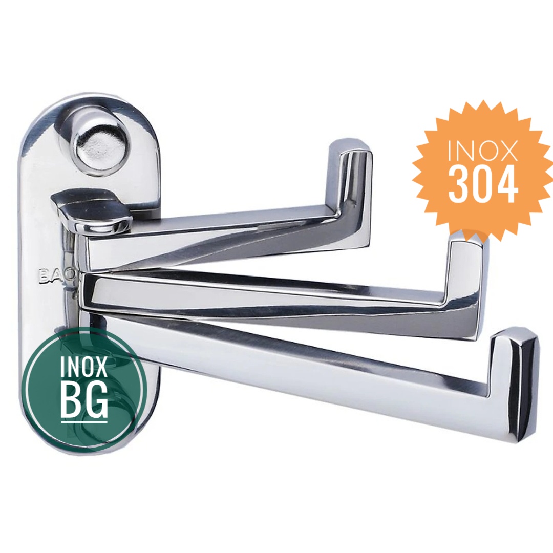 [Inox 304] Móc 3 chạc treo quần áo gấp gọn INOX BAO