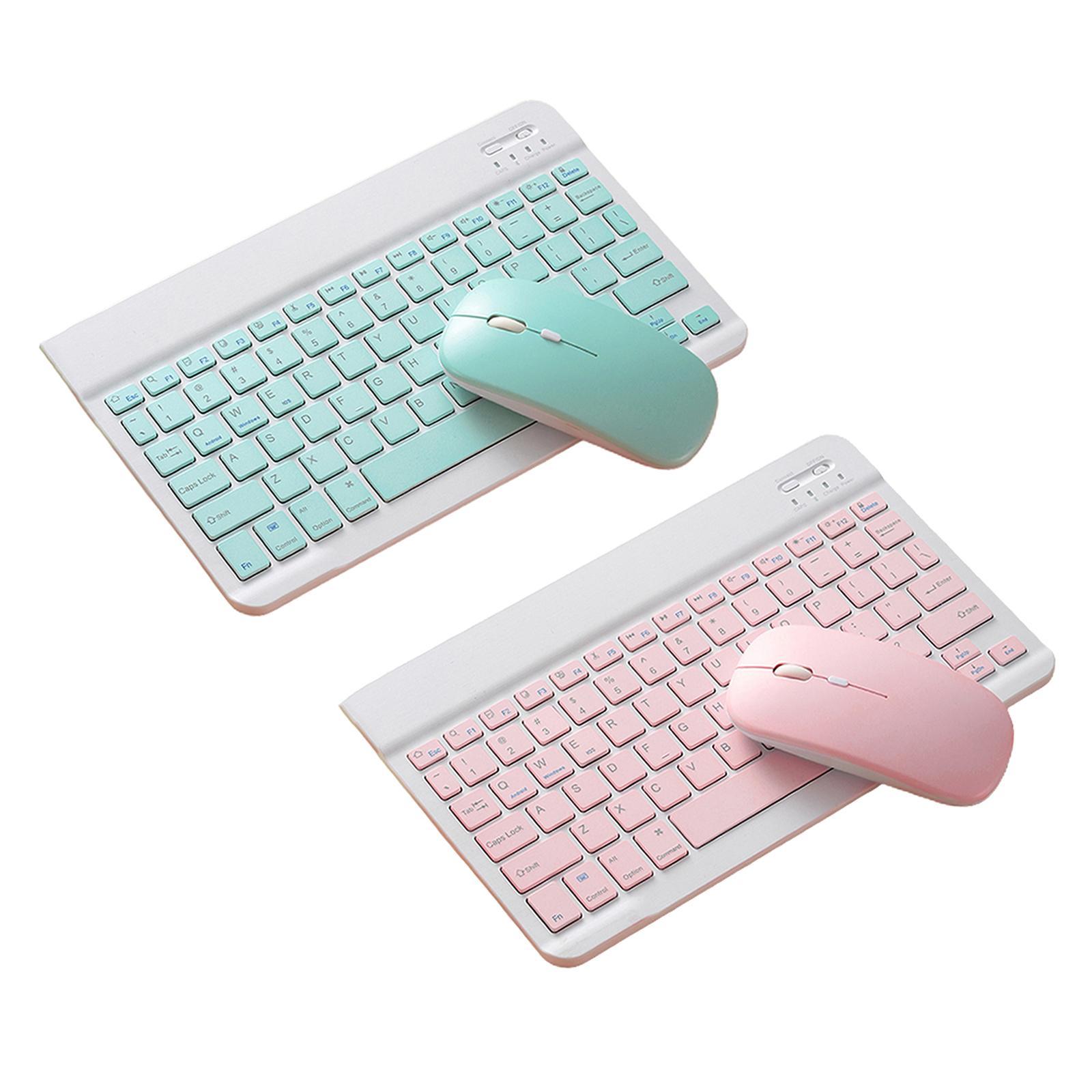 2pcs 2.4GHz Bluetooth Keyboard Mouse Comb Set for iPad 10 inch pink blue