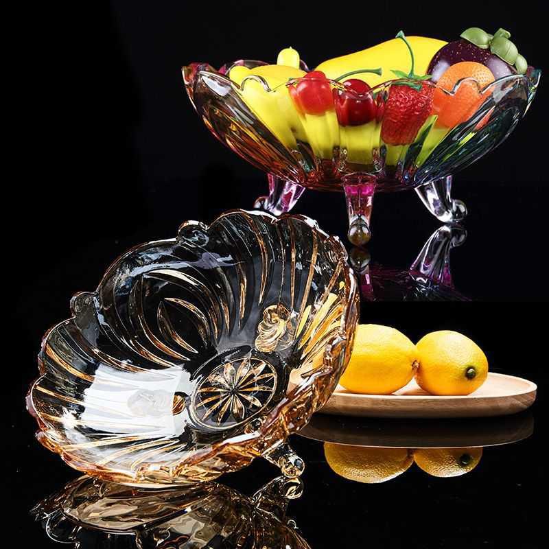Bát thả hoa cỡ lớn, khay đựng hoa quả thủy tinh có đế hoa văn đẹp EGJ-21