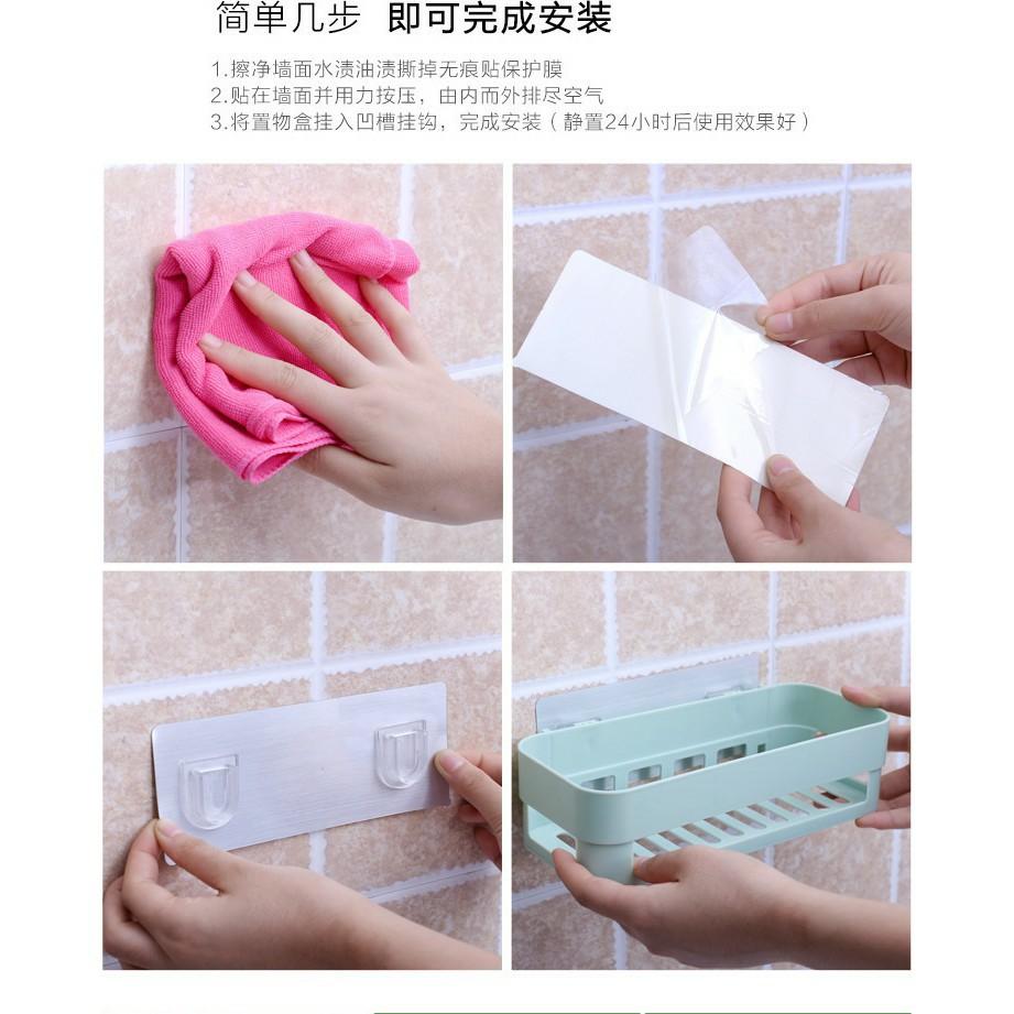 Khay Kệ Nhựa Chữ Nhật Dán Tường Để Đồ Nhà Bếp Nhà Tắm