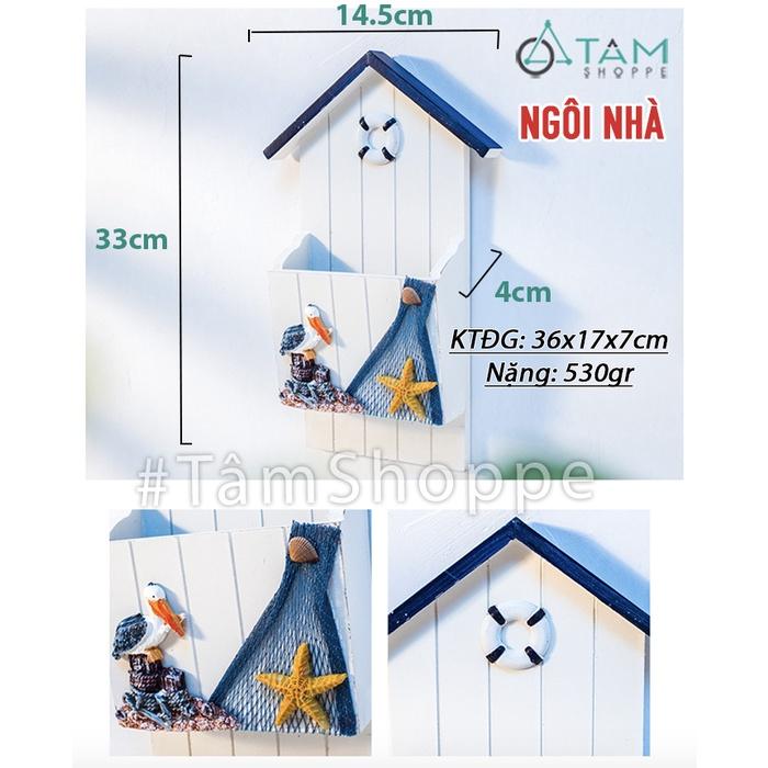 Hộp thư treo tường bằng gỗ phong cách biển HTHU-01