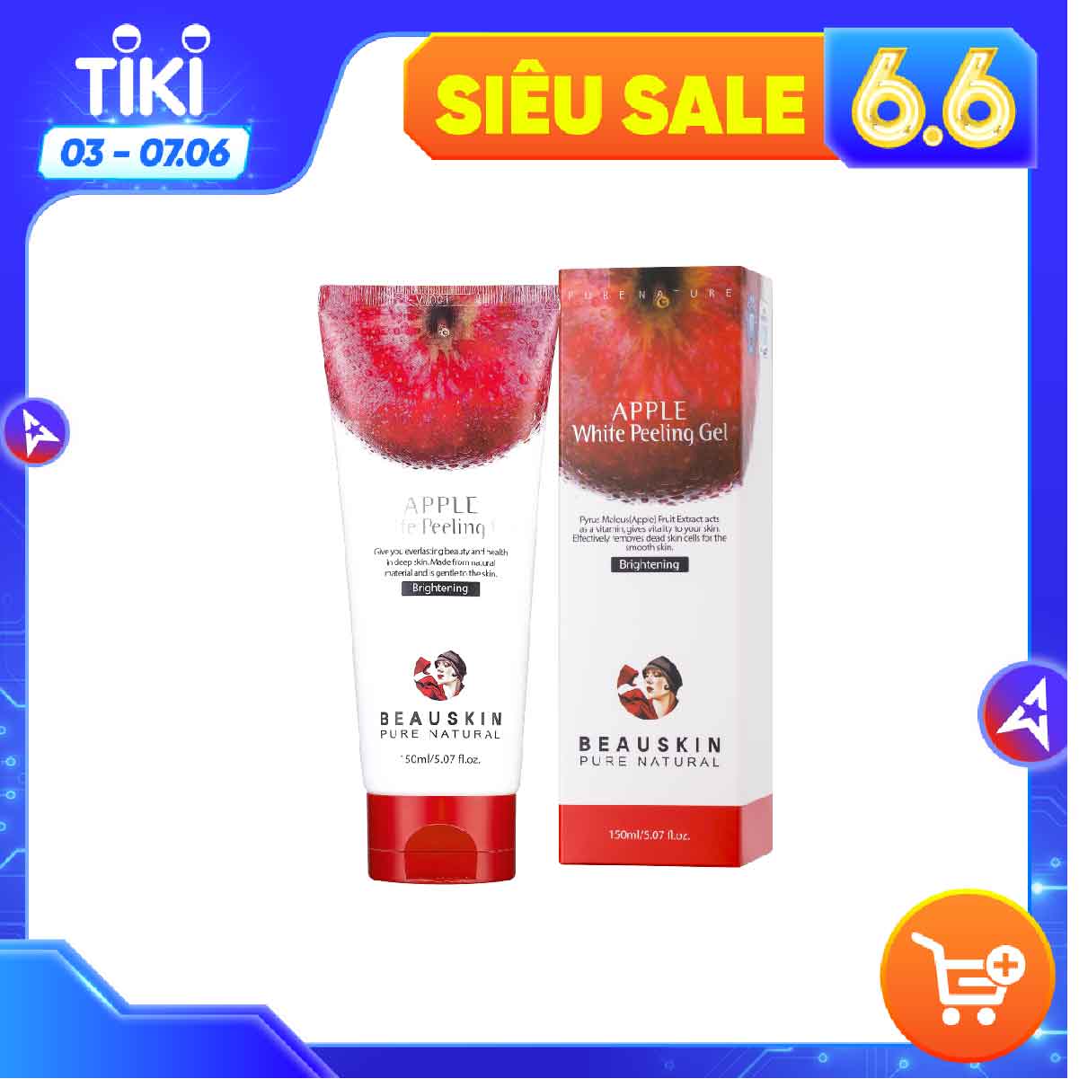 Tẩy da chết làm sạch sâu và loại bỏ mụn đầu đen cao cấp Beauskin Apple White Peeling Gel 150ml - Hàn Quốc Chính Hãng