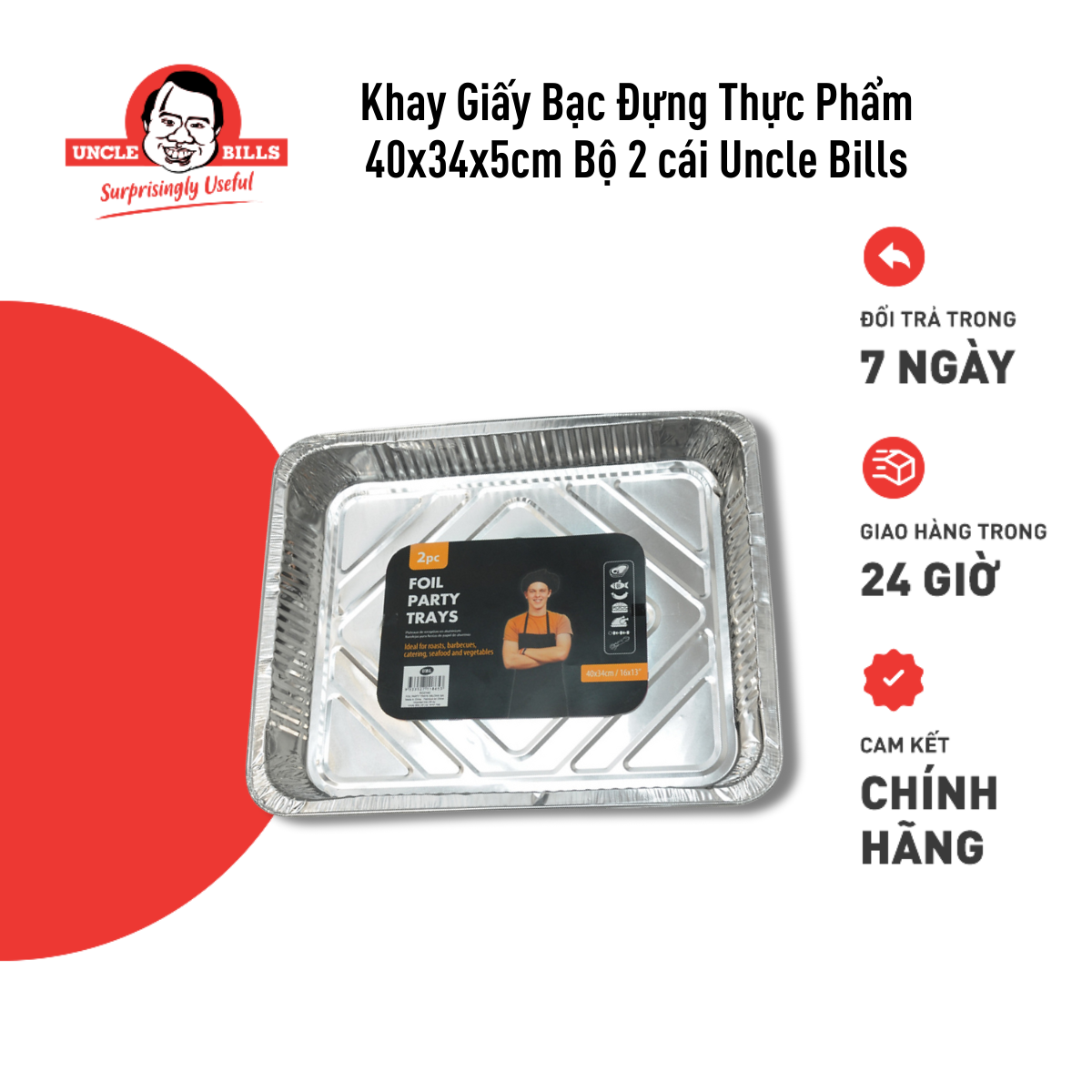 Khay Giấy Bạc Đựng Thực Phẩm Uncle Bills KC0140 - 46 x 34 x 8.5 Cm