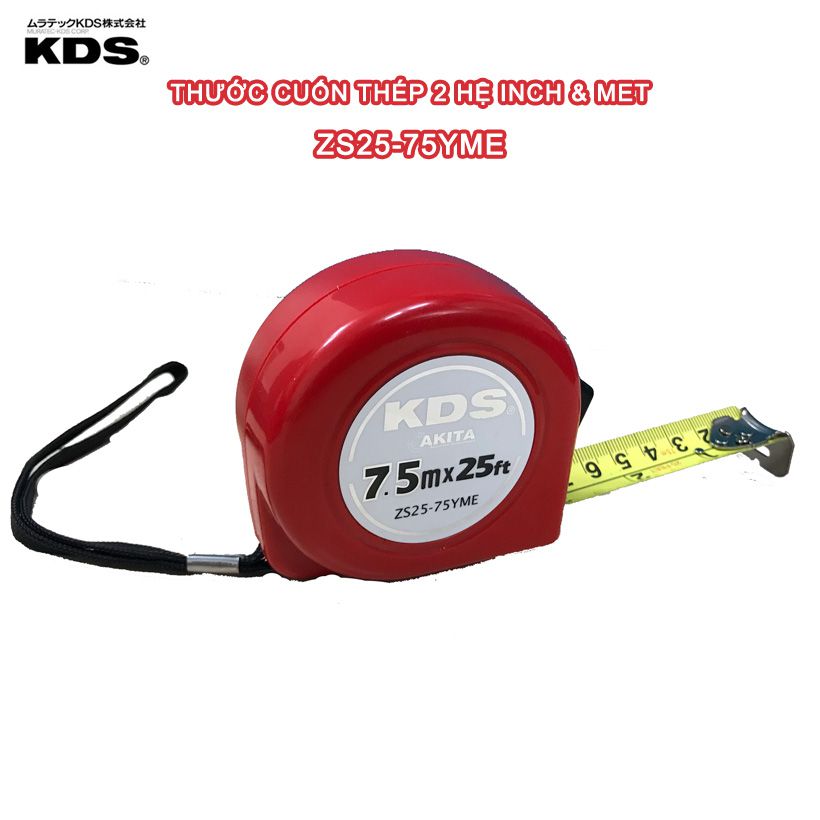 THƯỚC CUỐN THÉP 7.5m KDS ZS25-75YME HỆ INCH VÀ HỆ MET