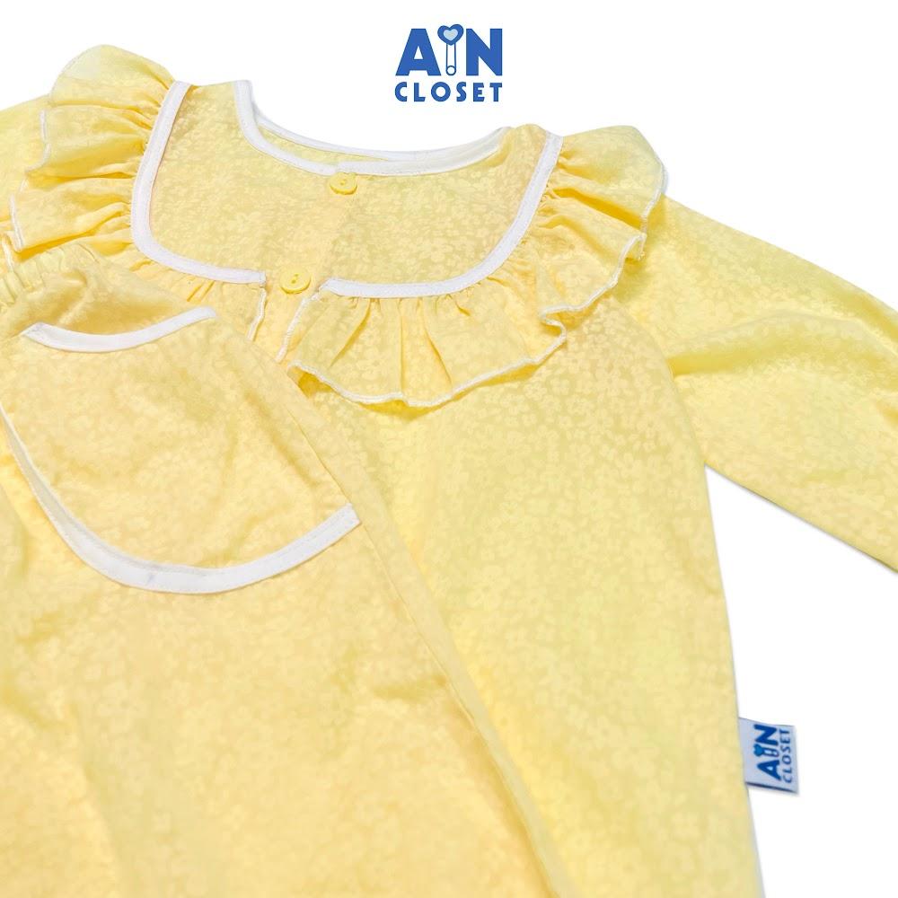 Bộ quần áo dài bé gái họa tiết Hoa mai vàng in chìm boi mịn - AICDBGTZ3SRS - AIN Closet