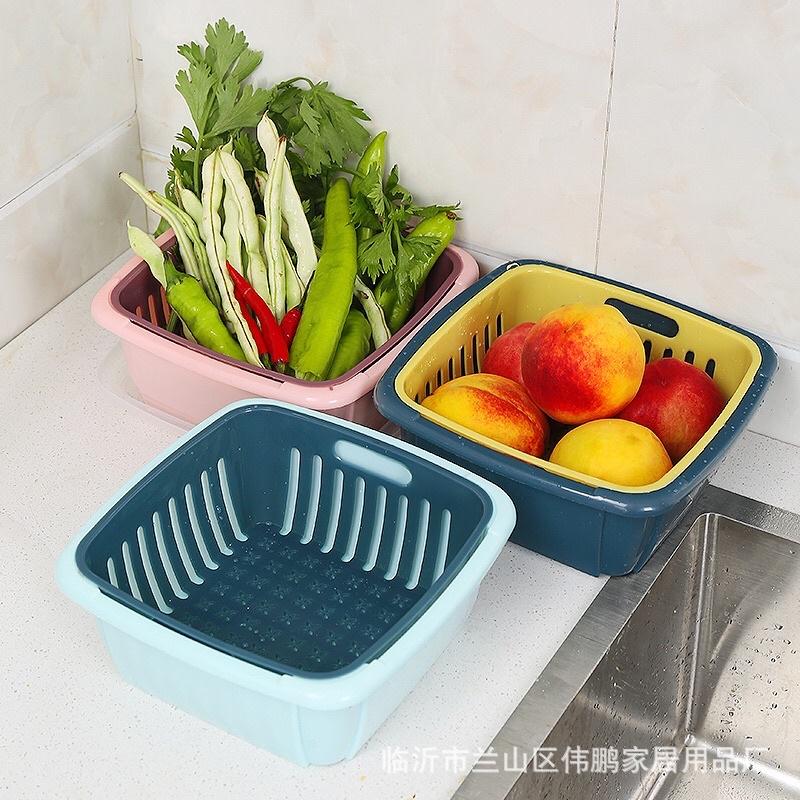 Bộ Thau Rổ Nhựa Có Nắp Đậy Đựng Rau Củ Quả 3in1 Đa Năng Kèm Chậu Rửa Siêu Tiện Dụng