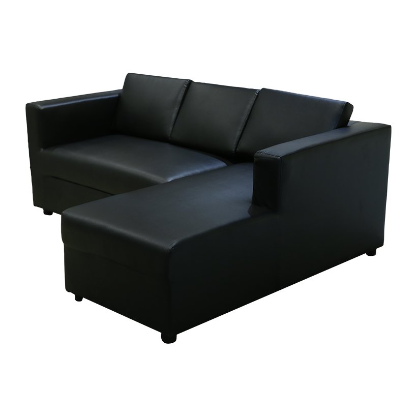 Sofa da chữ L góc trái Juno H-Jeep 200 x 150 x 77 cm (Đen)