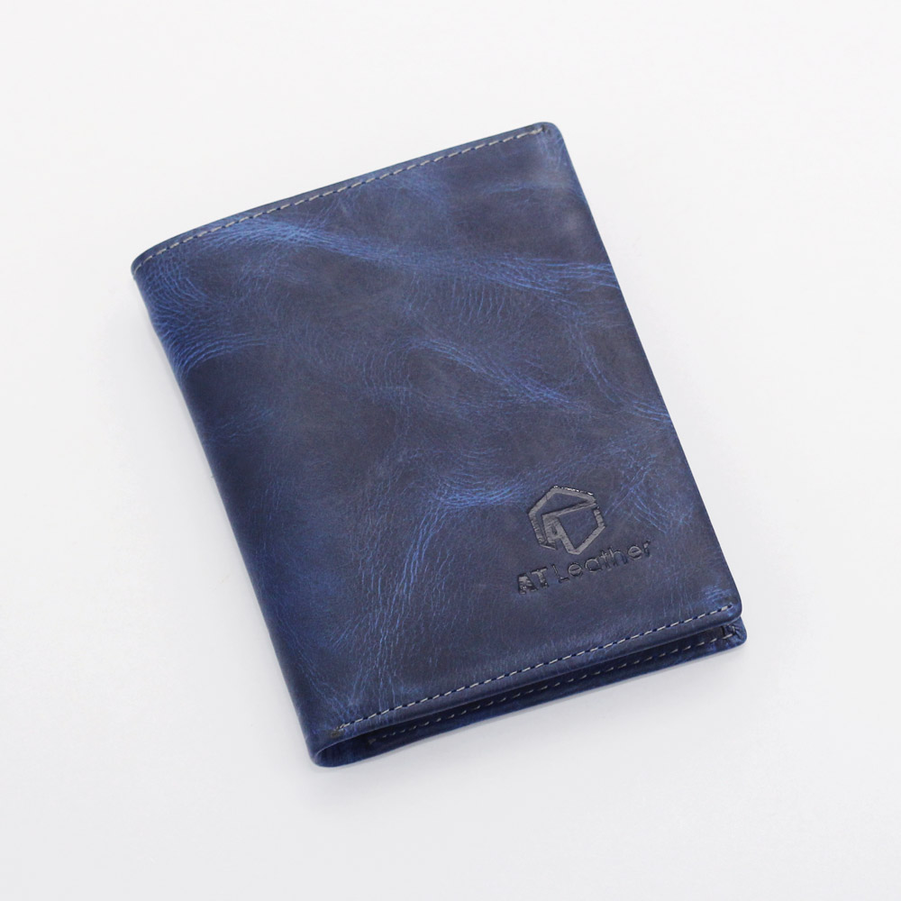 Ví Đứng Da Bò Pull - Up At Leather 063D - Xanh Navy