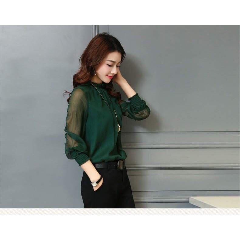 Áo sơ mi cổ xếp ly kèm phụ kiện vòng cổ SMNL20