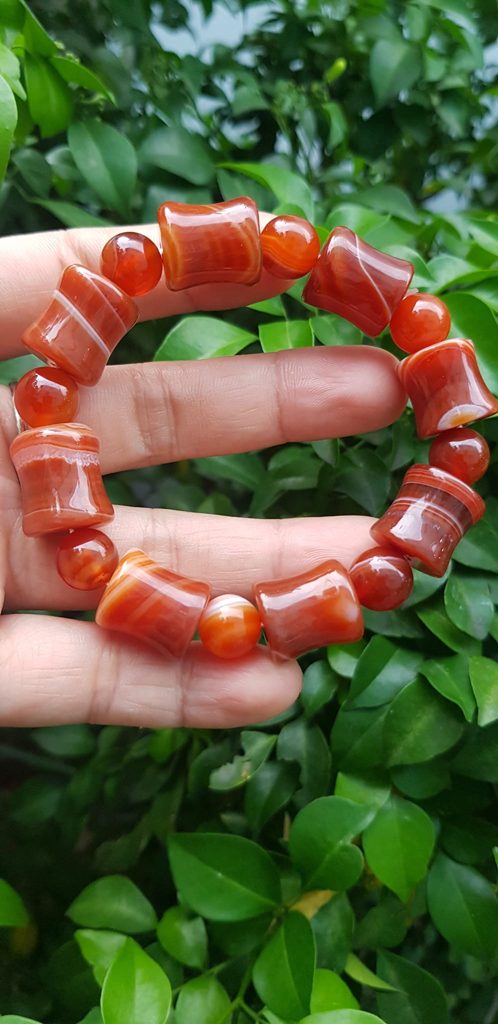 Vòng tay đá mã não đỏ kiểu Vòng hạt thống 14mm hạt tròn nhỏ Nam Nữ mệnh hoả mệnh thổ đeo ạ