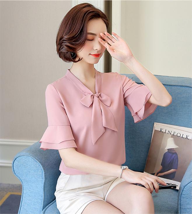 ÁO SƠ MI CỔ NƠ TAY LOE DUYÊN DÁNG NT3305