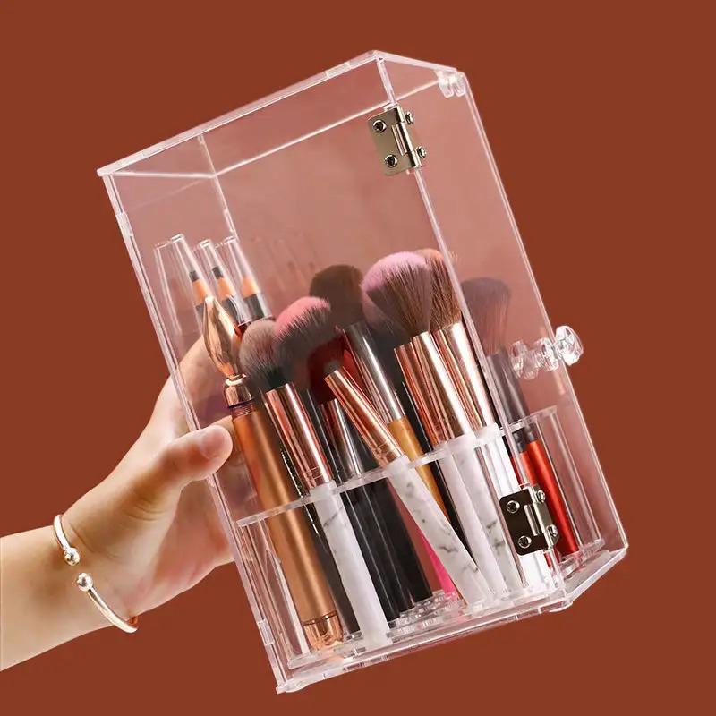 Hộp mica/ Acrylic bảo quản cọ Trang Điểm, Son Môi, Bút Kẻ Lông Mày trong Phòng Tắm, Phòng Ngủ - Trong suốt