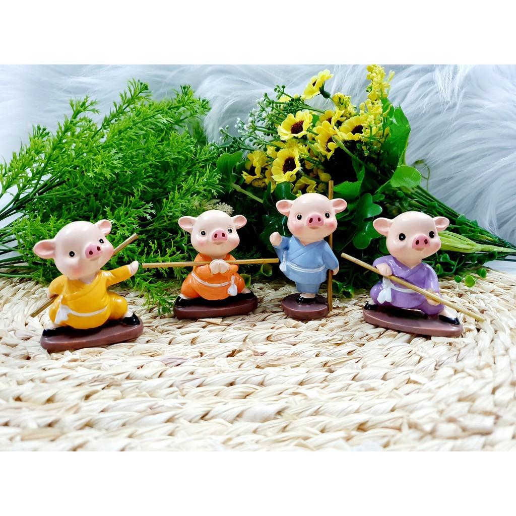 Bộ 4 tượng Heo múa gậy tuyệt đẹp