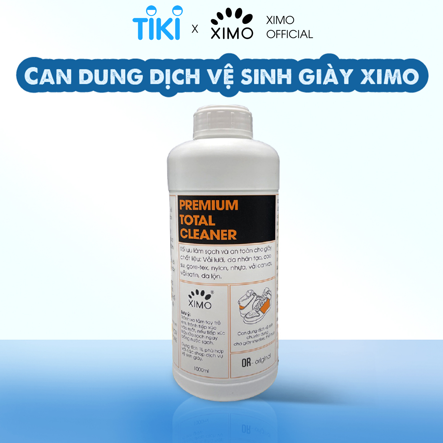 Can dung dịch vệ sinh chăm sóc giày XIMO Prenium Total Clean phù hợp cho các đại lý - 1000ml