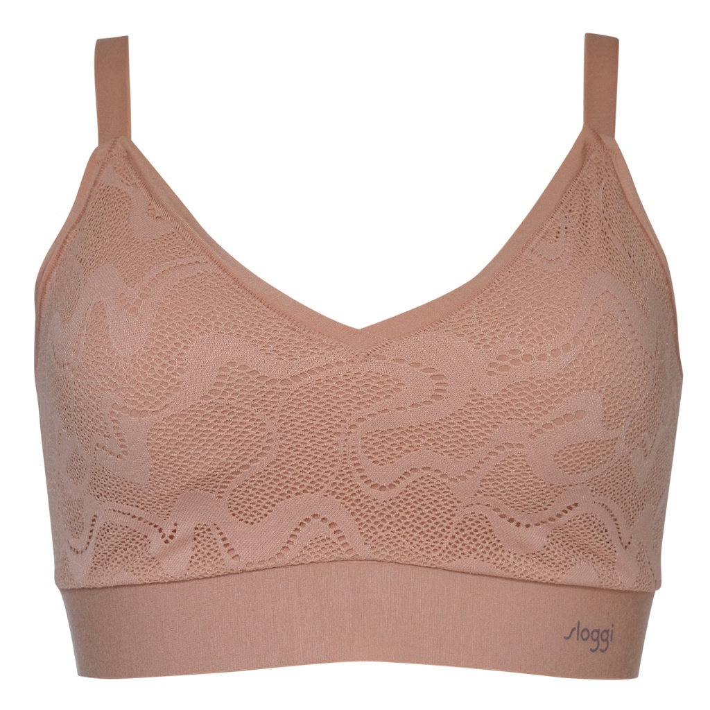 Áo ngực bra thể thao nữ không gọng phối ren Sloggi GO Allround Lace Top AX 88-339 mút mỏng, bản lưng liền freesize, nhẹ tênh, mềm mịn, không cấn hằn tạo sự thoải mái tối đa