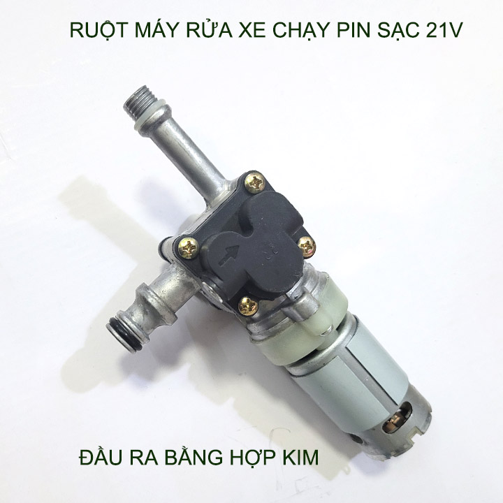 Cụm đầu máy bơm rửa xe dùng pin sạc 21V (mẫu nâng cấp đầu bằng hợp kim nhôm)