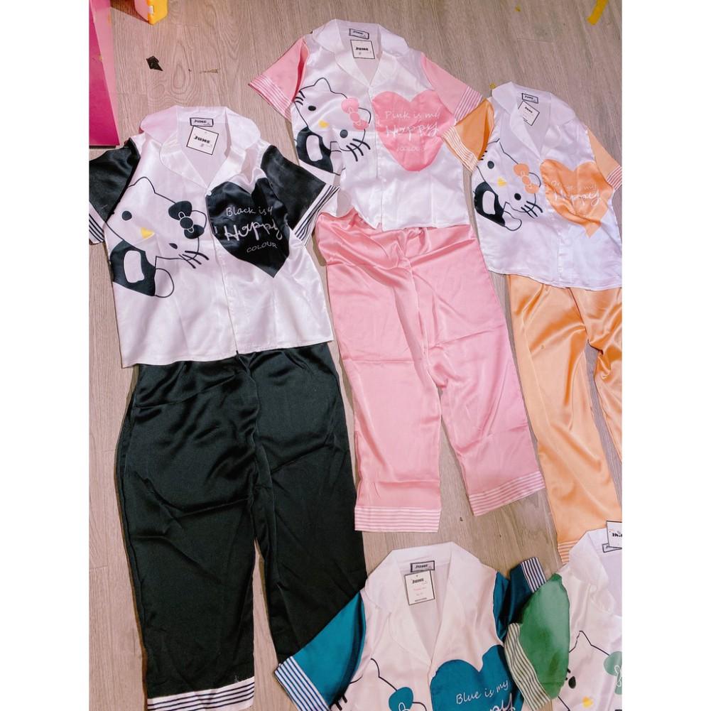 freeship Đồ Bộ Pijama HÀNG ĐẸP CHUẨN Bộ Lụa Pijama Cộc-Dài Thiết Kế in 3D Hoạ Tiết Sang Chảnh