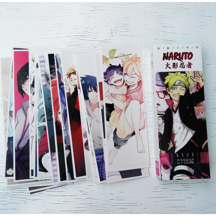 Hộp 36 Bookmark Uzumaki Naruto 36 Tấm Đánh Dấu Sách Bìa Cứng ( Truyền Nhân Cửu Vĩ Hồ ) Mẫu Mới Số 07-09-11-13