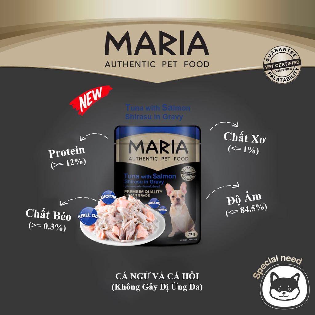 pate cho chó poodle Combo 8 gói 70g MARIA AUTHENTIC PET FOOD - thức ăn cho chó vị thịt bò, thịt gà, cá hồi, cá ngừ