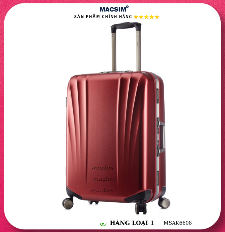 Vali cao cấp Macsim Aksen hàng loại 1 MSAK6608 cỡ 24inch ( màu đỏ)