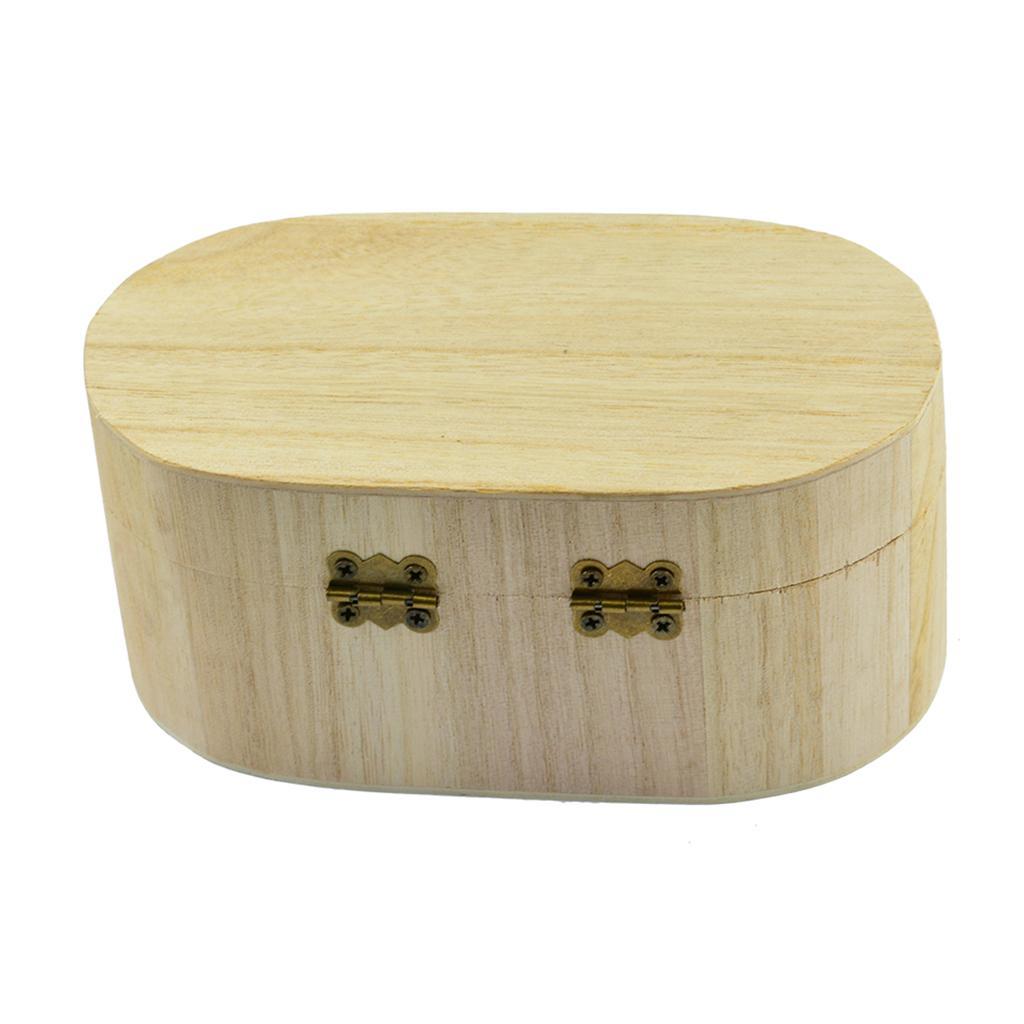 2x Oval Shape Unfinished Wood Wooden Box Jewelry Gift Box Case for DIY Craft