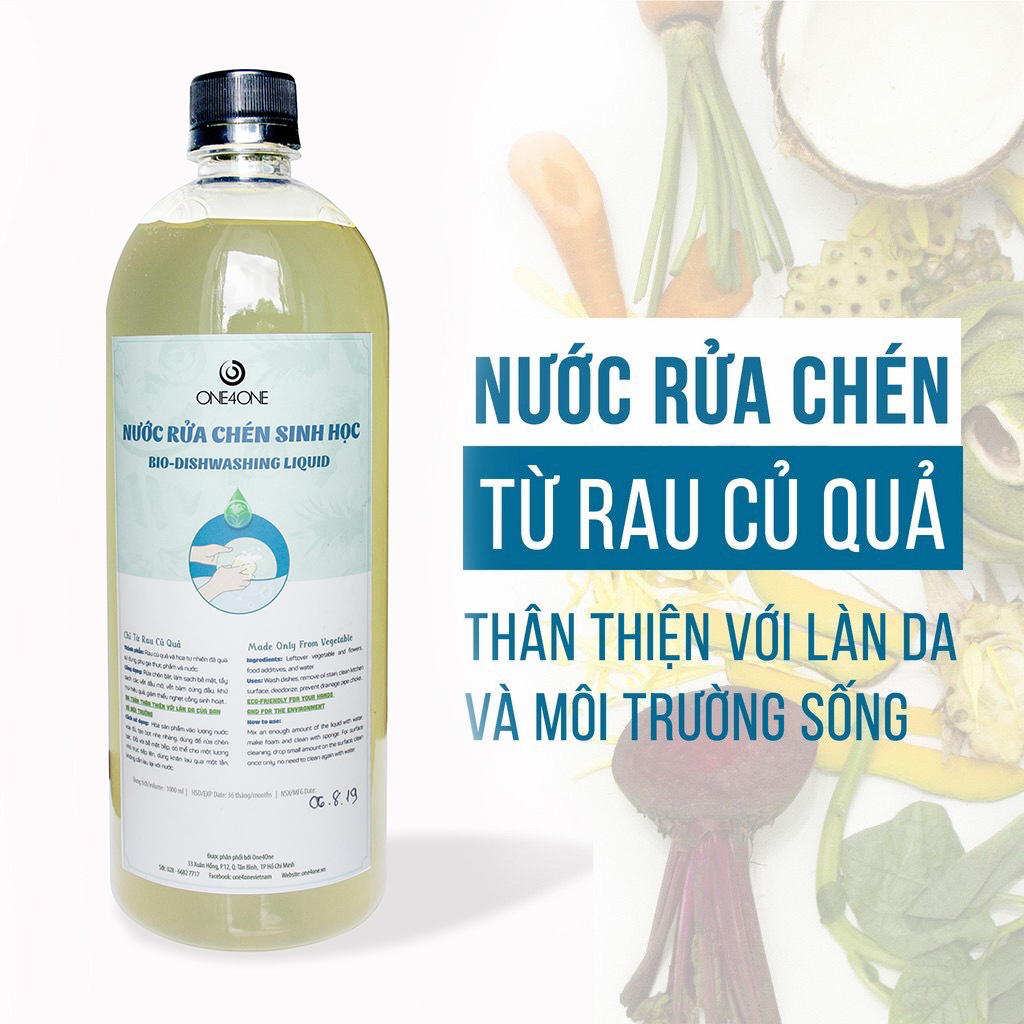 Nước Rửa Chén Sinh Học One4One 1L (từ rau củ quả)