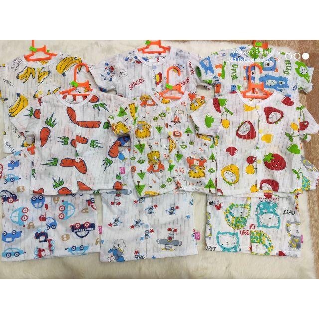 (Sẵn hàng)Bộ quần áo cộc tay chất giấy nhiều họa tiết cho bé 0-12m