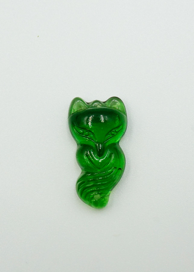 Mặt dây Hồ Ly yểu điệu đá Topaz xanh lá Tình Duyên - mạng Mộc