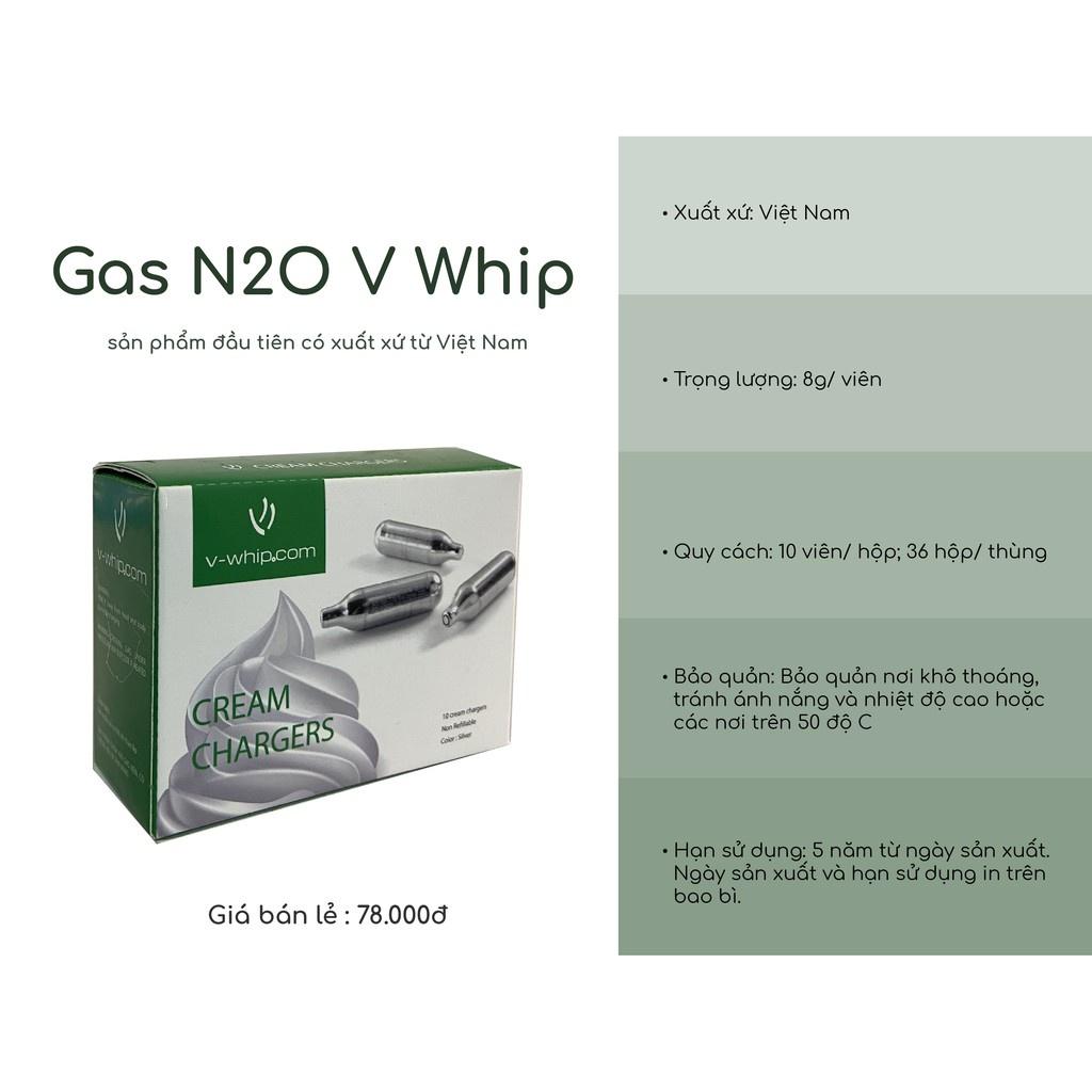 Gas kem V Whip dùng cho bình xịt kem hộp 10 viên